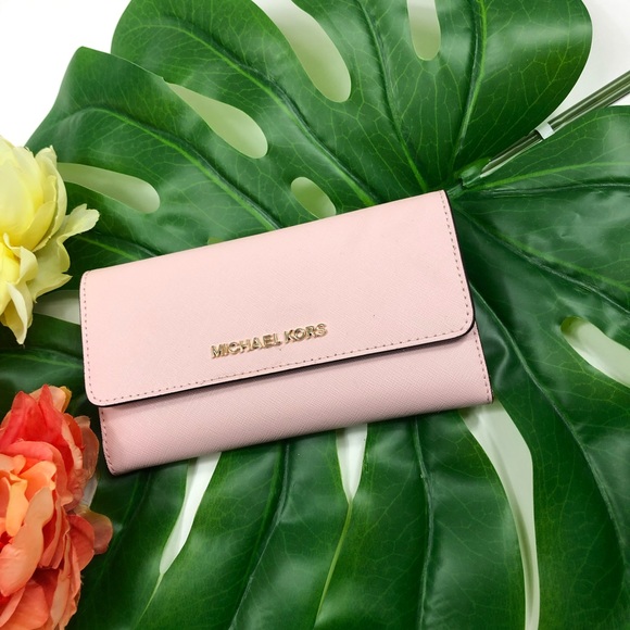 Michael Kors Jet Set trifold blossom pink wallet - Picture 2 of 8
